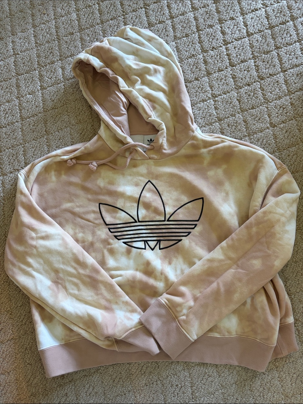 adidas Tie-Dye Trefoil Hoodie in Tan & Cream